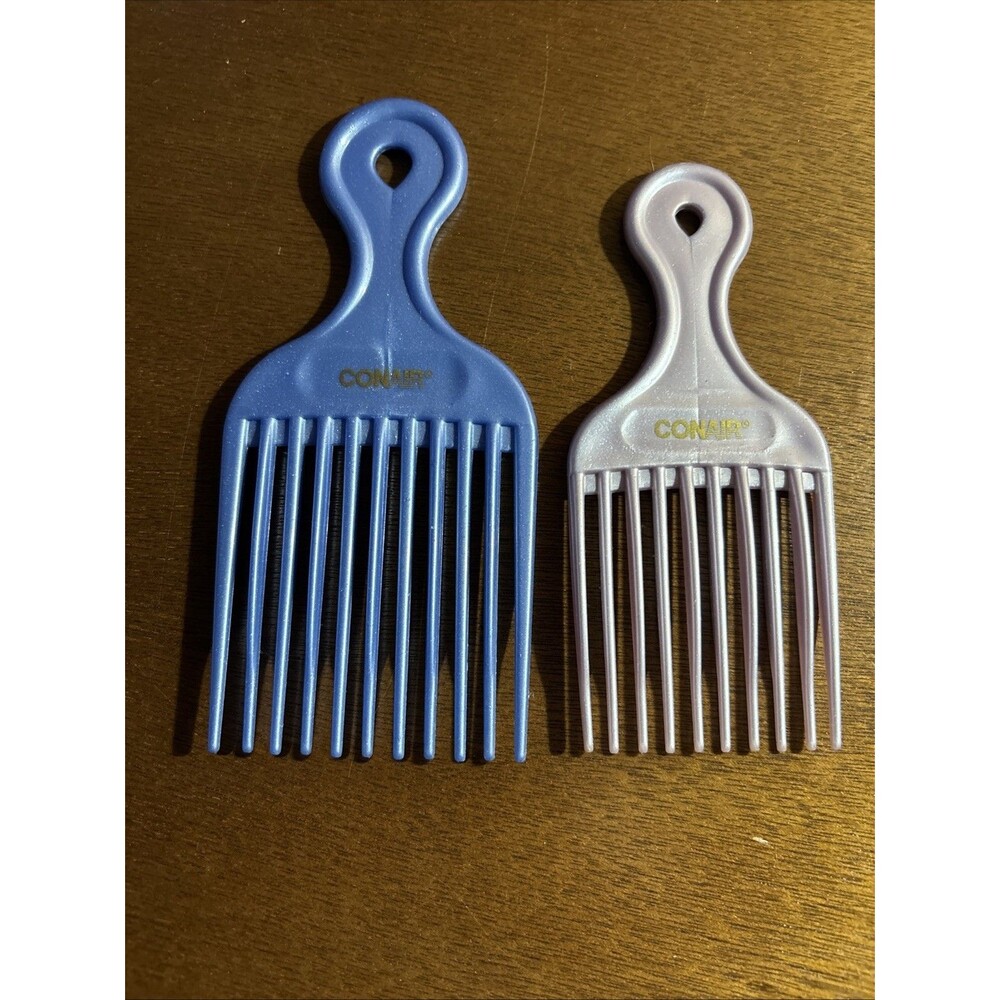 2 Lot Conair hair pick lift style comb styling sparkle blue pink VNTG